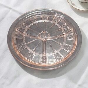 Doric‎ Pattern Dessert Plate, Vintage Pink Depression Glass, Replacement Platter